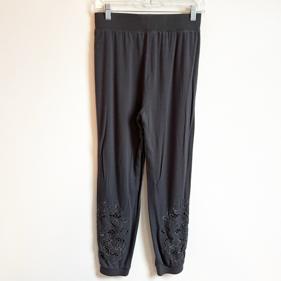Express High Rise Floral Embroidered Joggers Pants Solid Gray Pockets XS - Picture 2 of 9